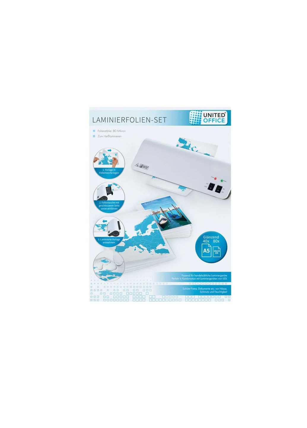 Плівка для ламінатора 80 мікрон 120 шт прозорий United Office (314893558)