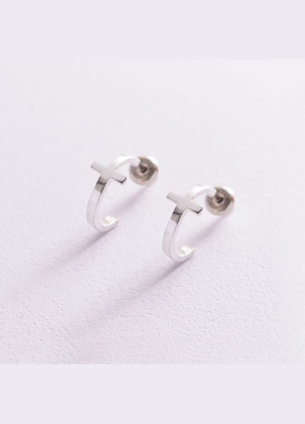Срібні сережки - пусети Хрестики 122784 Oniks (264644577)