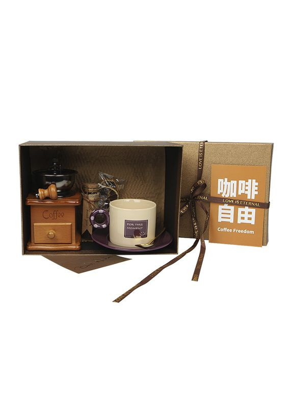 Кавовий набір A3 Burgundy ручне ретро кавомолка чашка блюдце ложка подарунковій упаковці шт. Lesko (336199890)