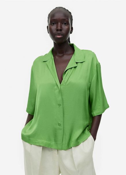 Зелёная вискозная блуза H&M