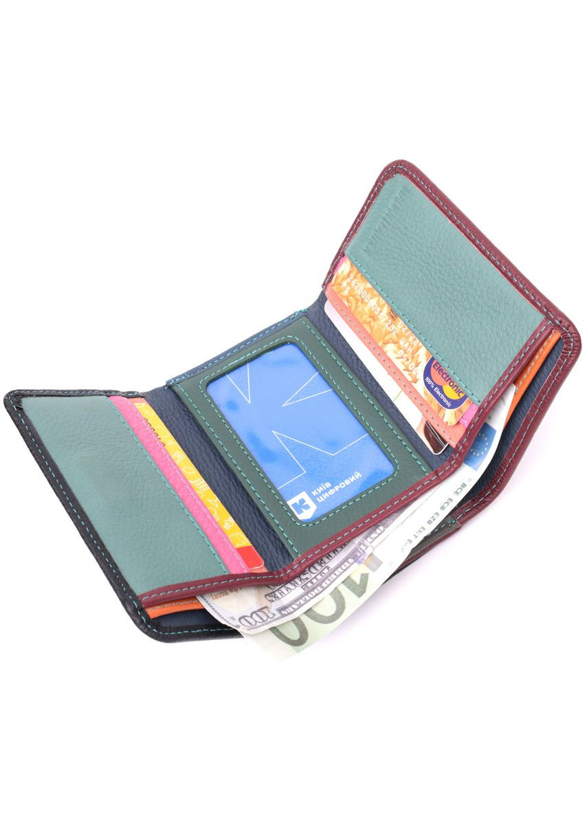 Удобный кошелек для девушек из натуральной кожи 22497 Разноцветный st leather (329146460)