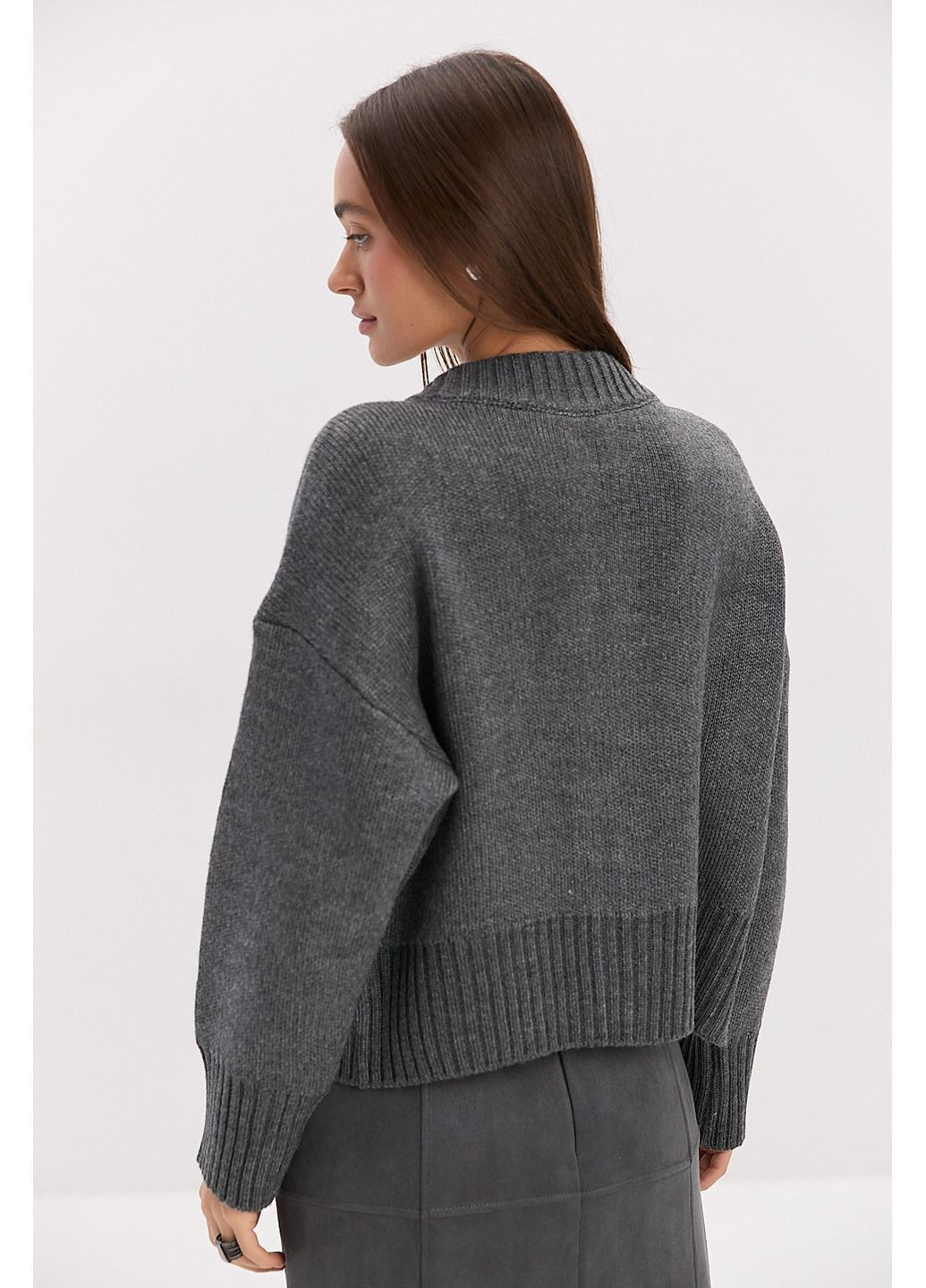 Вязаная женская кофта на молнии темно-шоколадная Arjen (364967565)