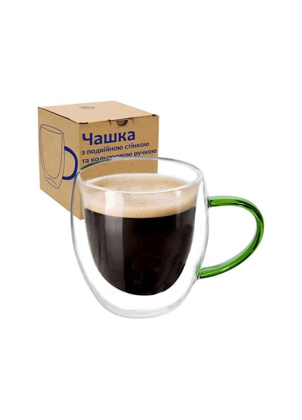 Чашка з подвійною стінкою та кольоровою ручкою 250мл 202-27 ТМ SNT (316635873)