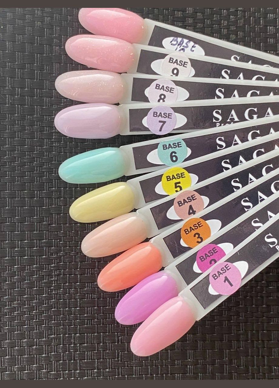 Новинка! Сиреневая база камуфлируется для маникюра в ассортименте 10 цветов баз. Saga (342376486)