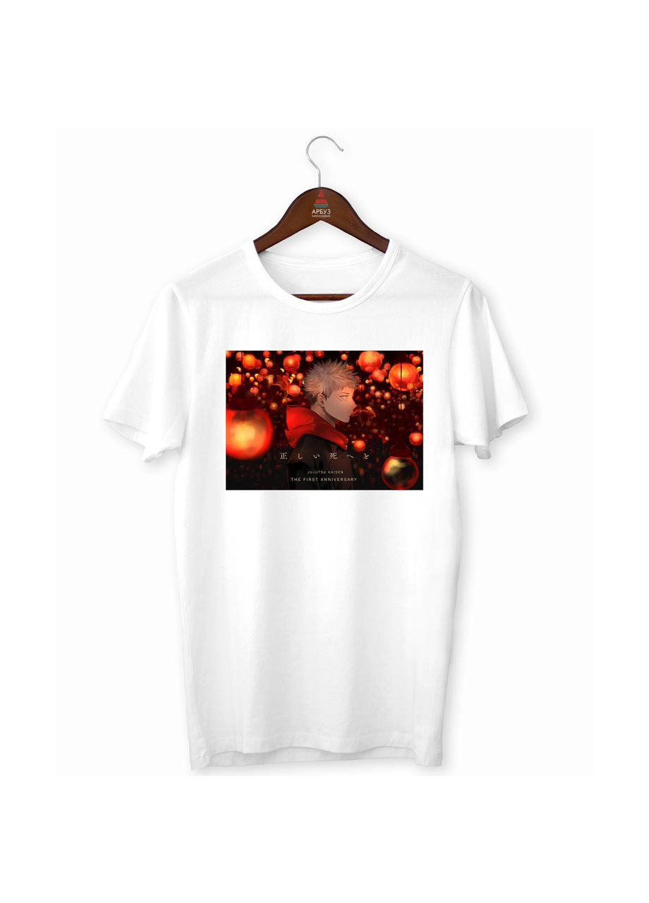 Футболка белый с аниме принтом "Jujutsu Kaisen Магическая битва Itadori Yuji Итадори Юджи " Кавун футболка (316345673)