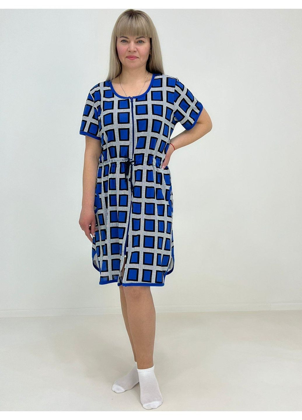 Халат домашний в клетку Кулиска Pars 58-60 Синий (68454641-4) Triko (328267114)