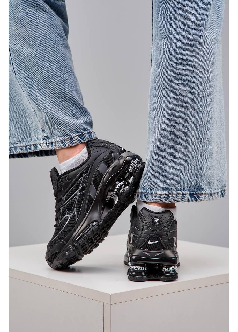 Черные демисезонные кроссовки мужские nike x supreme shox ride 2 black найк аир макс суприм No Brand
