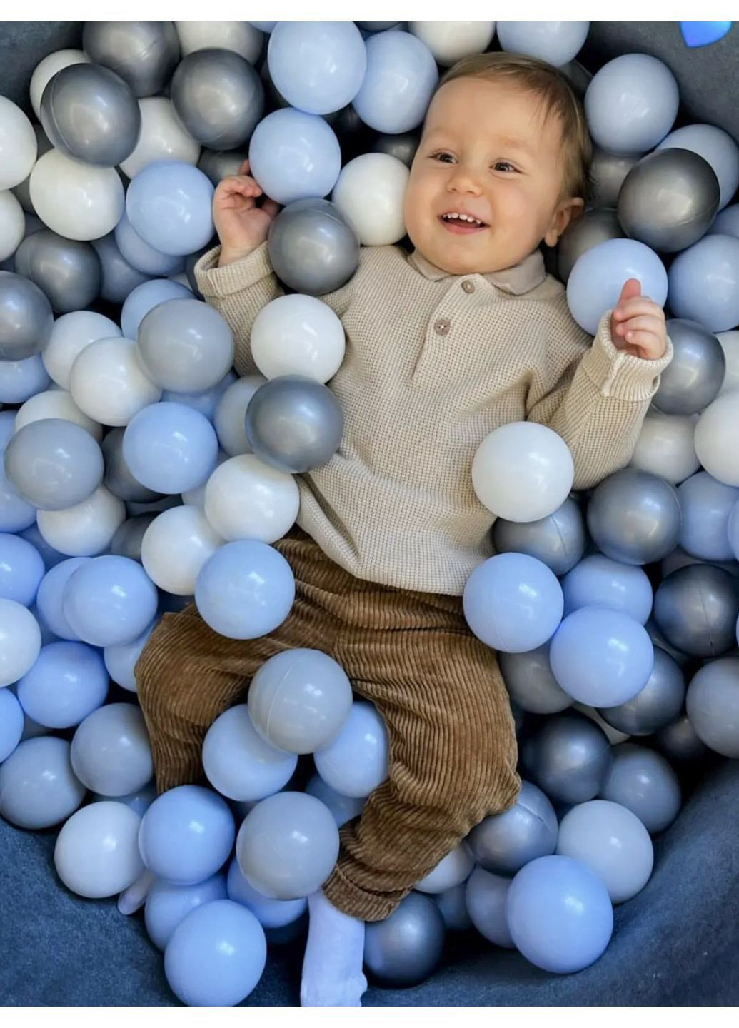 Сухий Басейн з 300 кульками з оксамиту (велюр) сірий JoyfulKids (369965042)