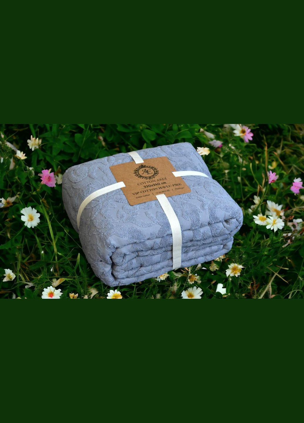 Махровое покрывало Cotton Area 220 х 240 см Серое AE (366423252)