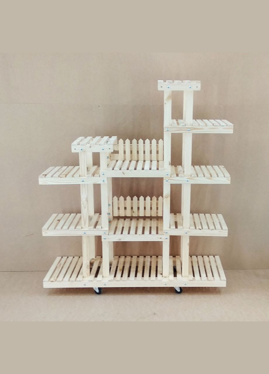Підставка для квітів з дерева Бордо на коліщатках бланже (ЦВТ-102401) No Brand (328226018)
