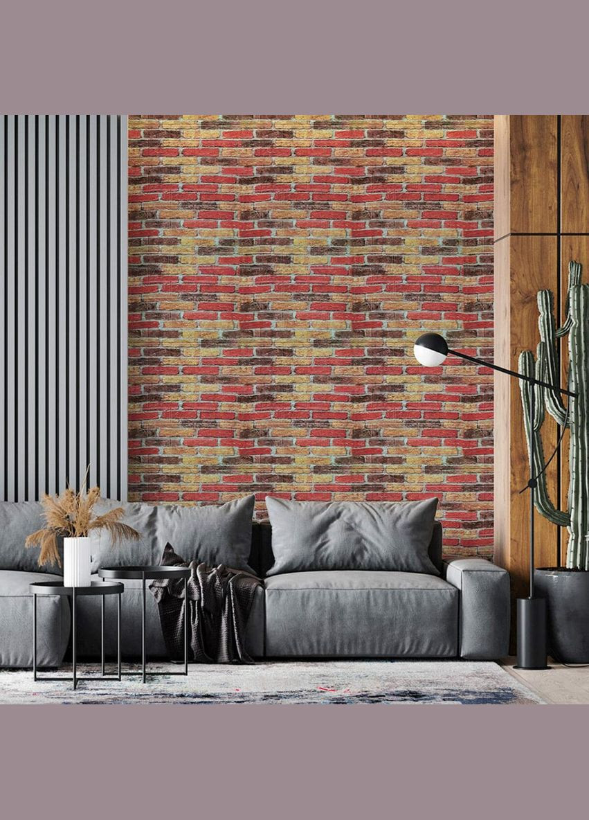 Самоклеюча 3D панель під бежево-коричневу катеринославську цеглу 20000x700x3мм SW-00001357 Sticker Wall (300372513)