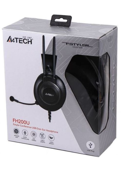 Навушники Fstyler FH200U, Grey, мікрофон, USB, накладні, кабель 2 м A4Tech (314775662)