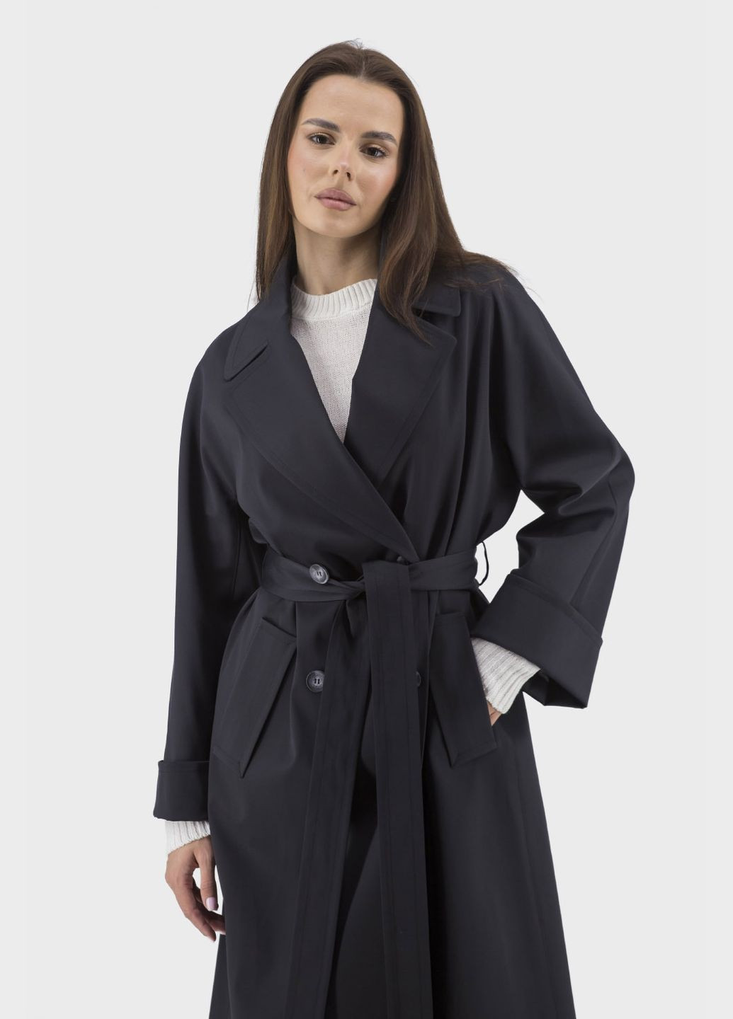 Женский плащ Kent (темносиний, ), 33222 на пуговицах демисезон (331785411)