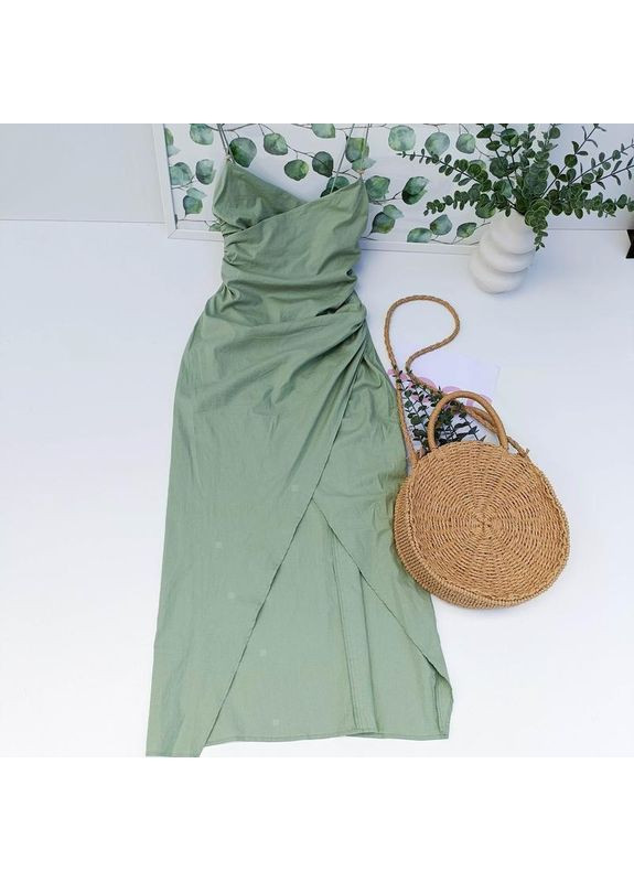 Зелена мятна сукня з легкої тканими з льоном Zara
