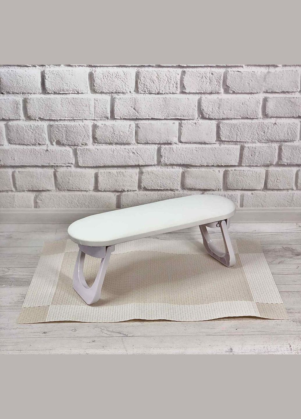 Набір для маніюкюру підлокітник-місток овальний (складні ніжки) шкірзам + килимок, колір білий Master (299385354)