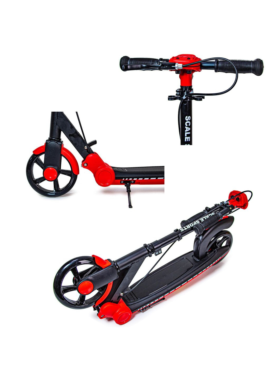 Двухколесный самокат " ". Складной, ручной тормоз. Black and red (1309131214) Scale Sports (340912335)