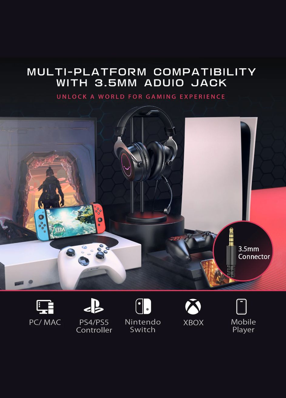 Наушники H3 Black со сьемным микорофоном и RGB подсветкой Fifine (300524061)