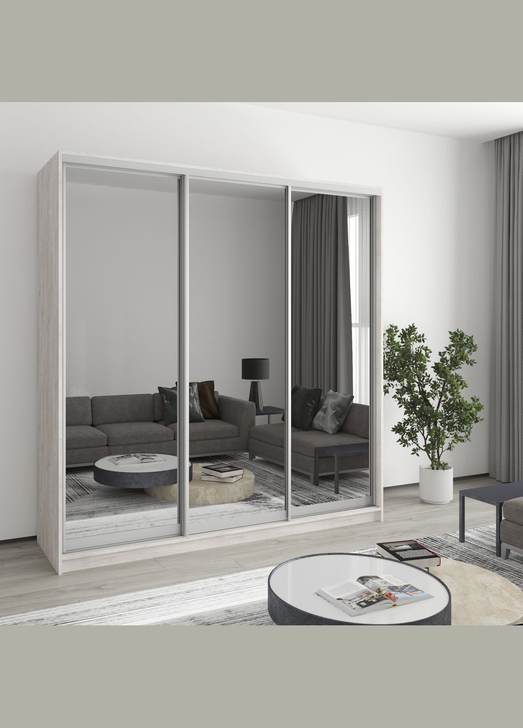 Шкаф-купе трехдверный Стандарт AL 3 Зеркала 200x45x240 см (MBS-1611) MebelStar (346289980)