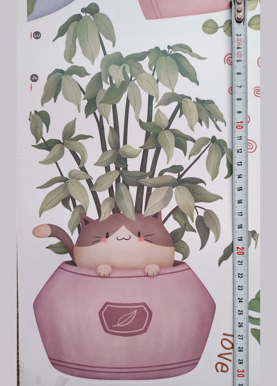Интерьерные виниловые наклейки на стену Коты в вазонах Lovely Cats (лист 60 х 90 см) Б471-5 No Brand (302243038)