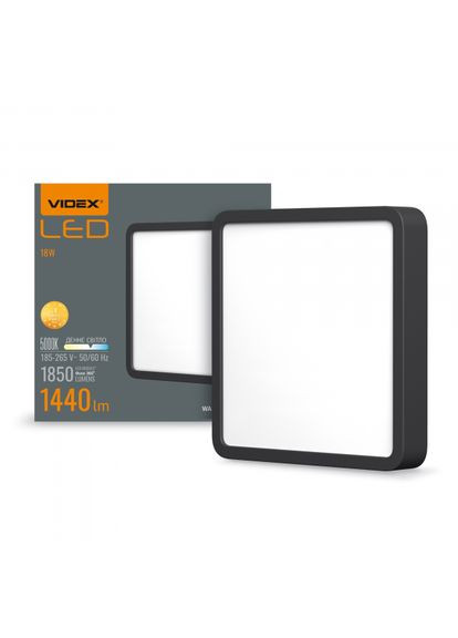 LED Світильник накладний квадрат 18W 5000K Black (VL-DLSS-185B) Videx (370247743)