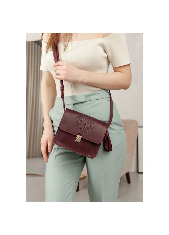 Сумка крос-боді через плече з натуральної шкіри жіноча маленька Бордовий 40155 BlankNote (361970408)