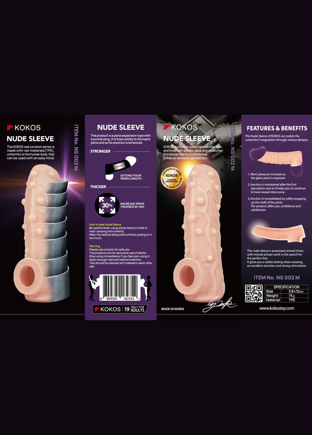 Насадка на член Nude Sleeve NS 002 M - CherryLove Kokos (339868006)