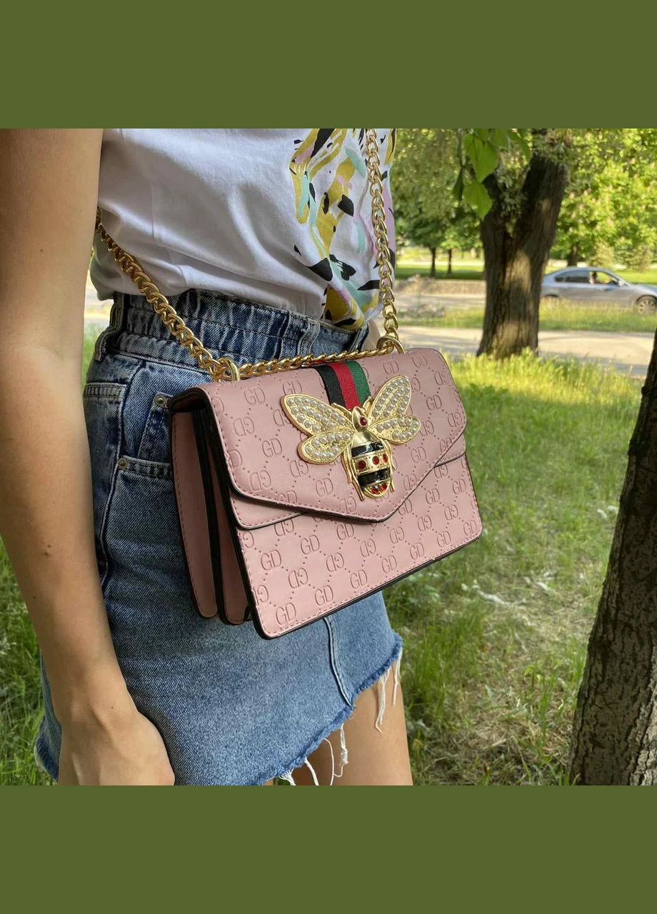 Жіноча міні сумочка клатч на ланцюжку з бджолою No Brand (298997597)