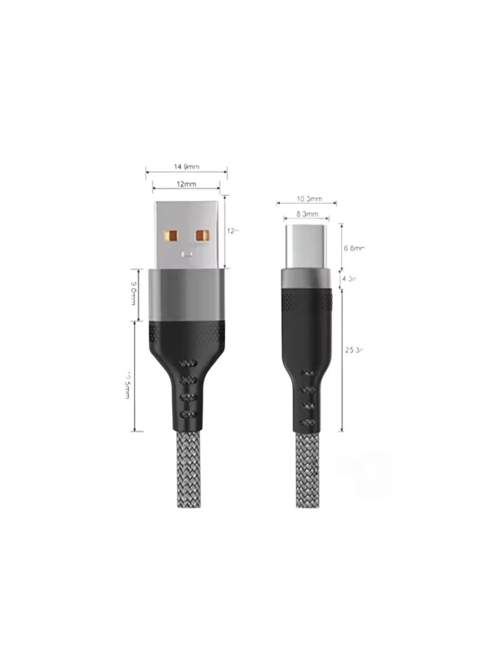 Нейлоновый кабель USB - Type-c для быстрой зарядки смартфонов \ 8 метра \ Серый No Brand 300077 (397034913)