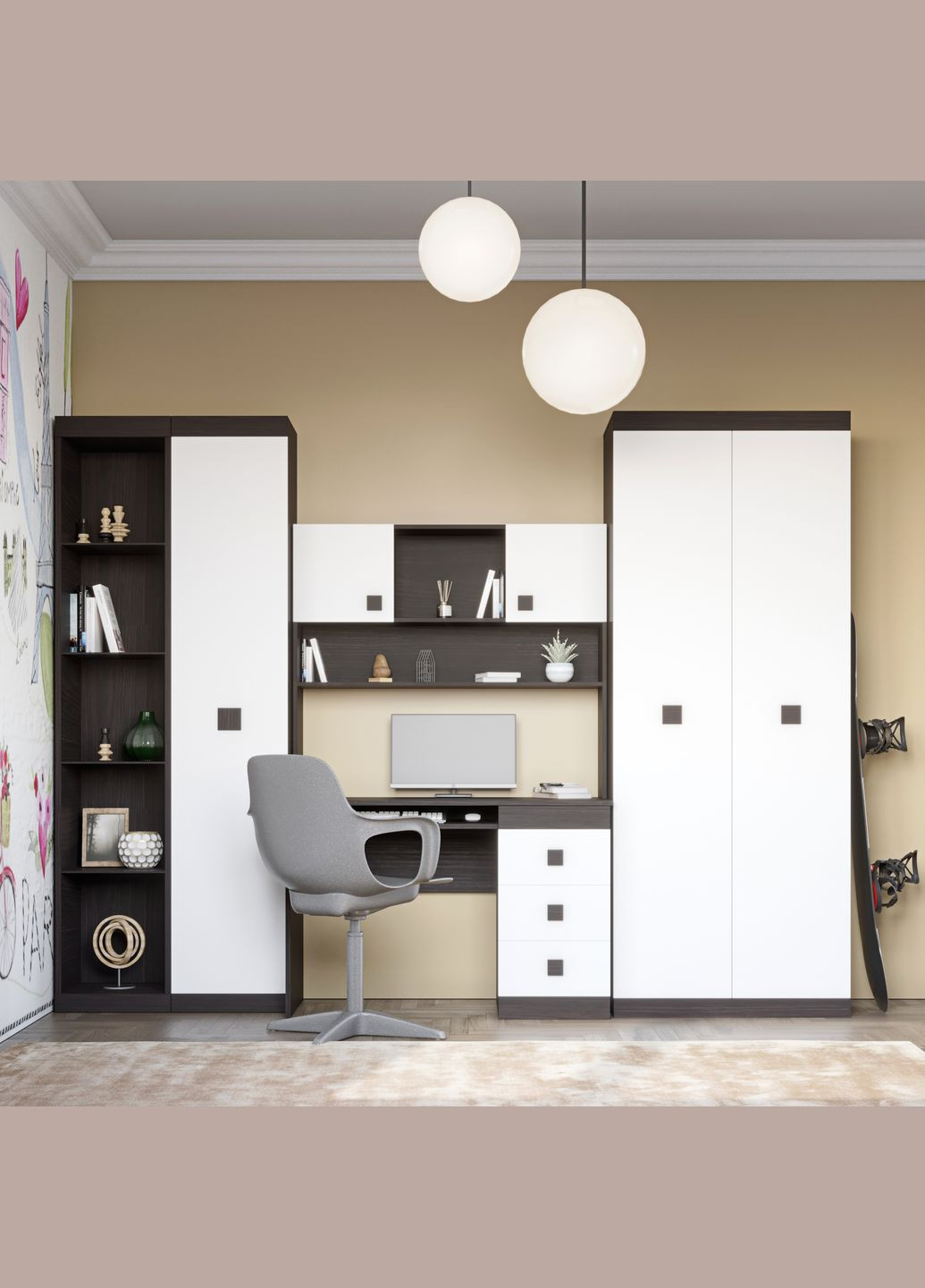 Дитяча стінка Соната Комплект 4 (модульна - 5 елементів) (EVR-2584) Еверест (311684542)