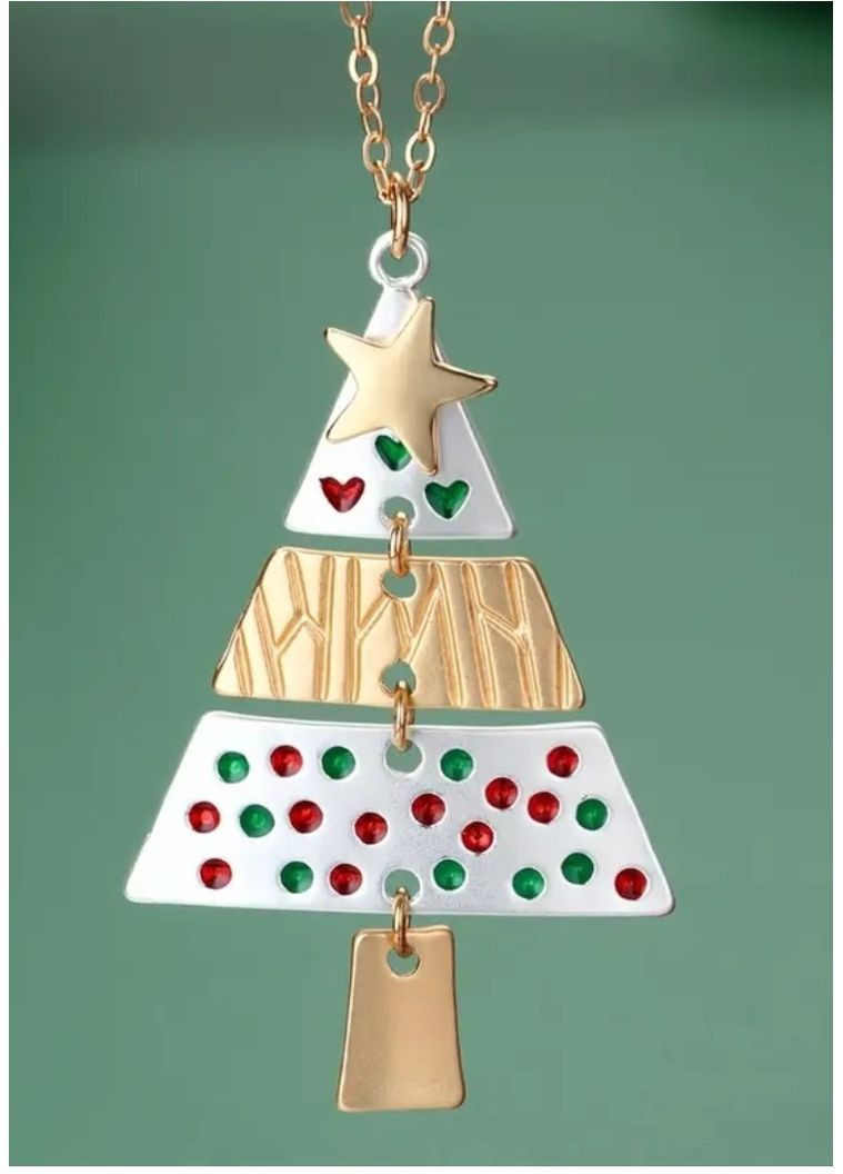 Підвіска новорічна на ланцюгу кулон хай-тек ялинка, 1795-1 No Brand (370143400)