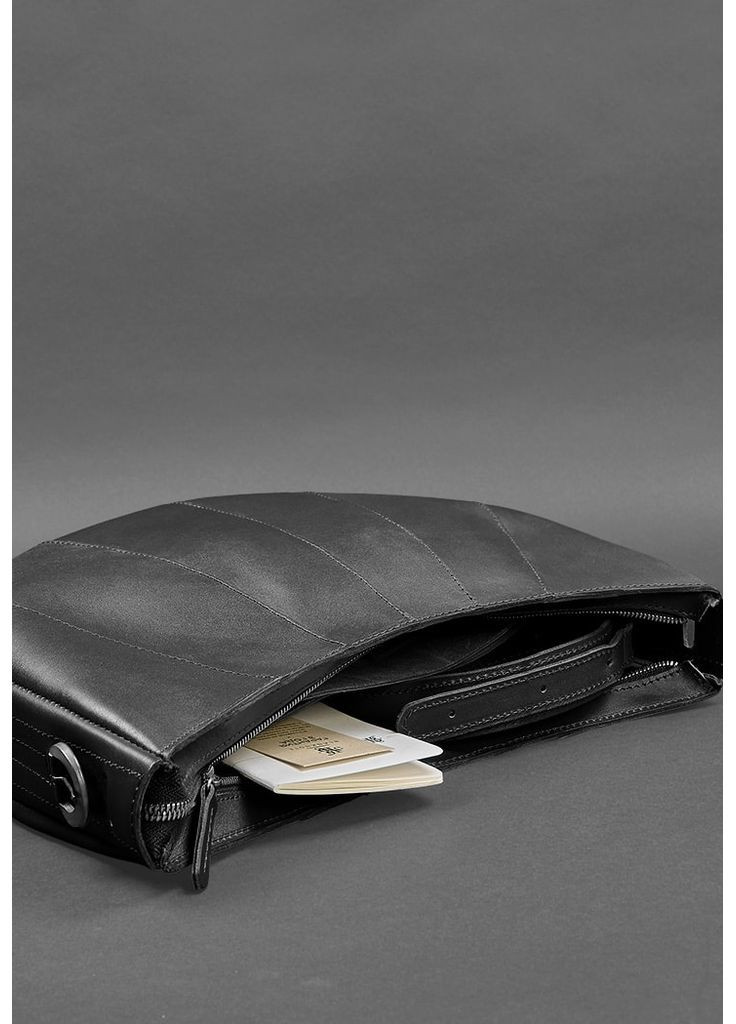 Шкіряна жіноча сумка Круасан чорна Krast BlankNote сумка бохо (348359239)