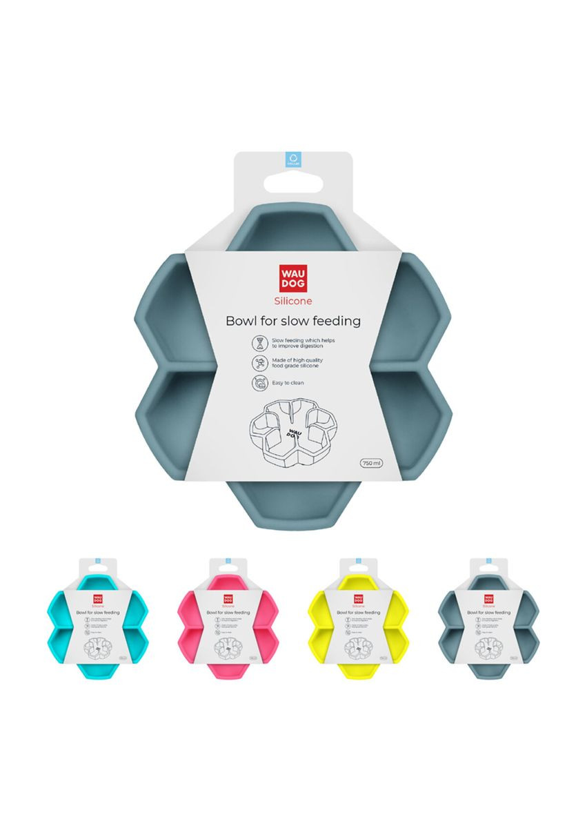 Миска для повільного годування WAUDOG Silicone, 750 мл, сірий Collar (321970003)