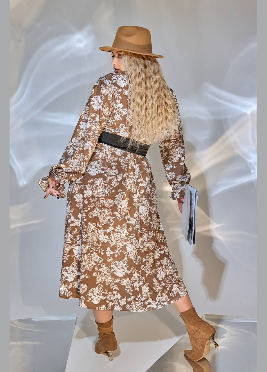 Бежева жіноча вільна сукня із софту колір бежевий р.50/52 449681 New Trend