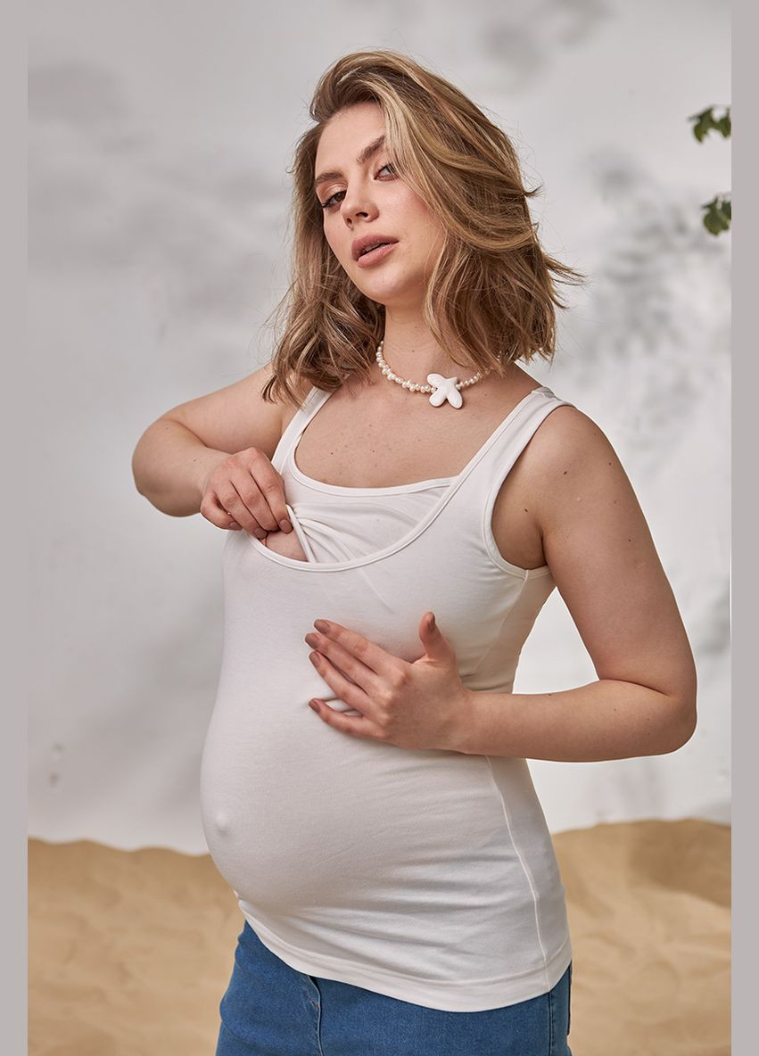 Молочная легкая майка для беременных и кормящих с секретом кормления Юла мама — 294720241