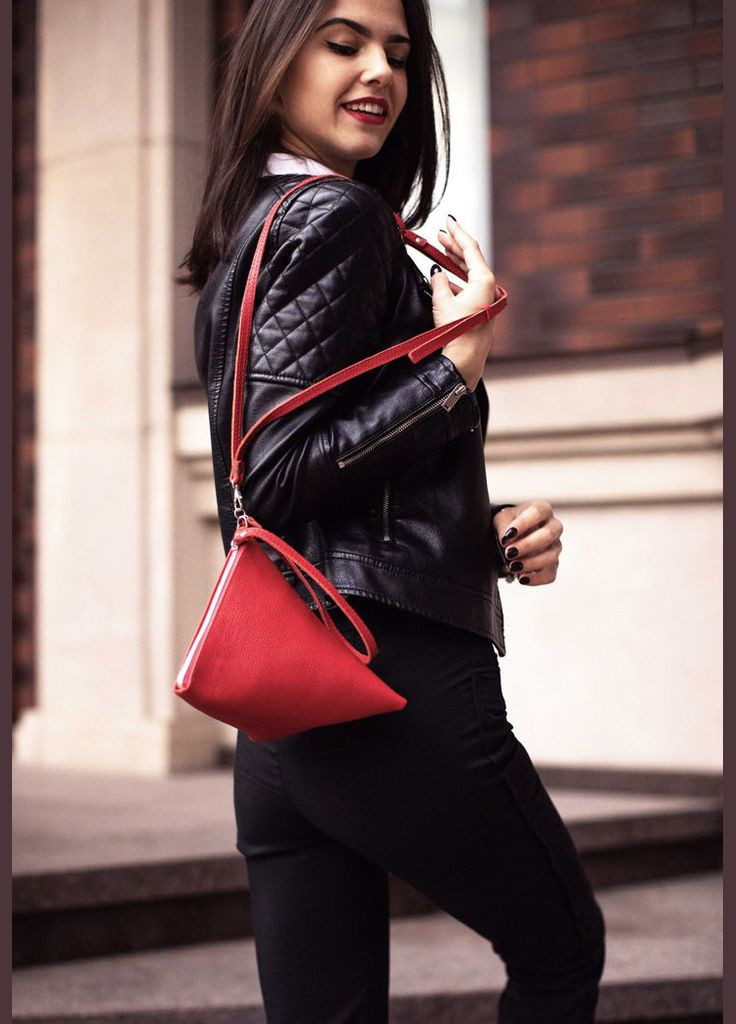 Шкіряна жіноча сумка-косметичка Піраміда червона (A-026492) BlankNote (327874224)