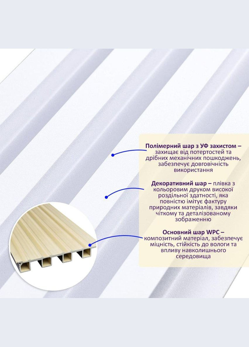 Рельс декоративный WPC стеновой перламутр 3000х160х23мм SW-00001533 Sticker Wall (330018306)