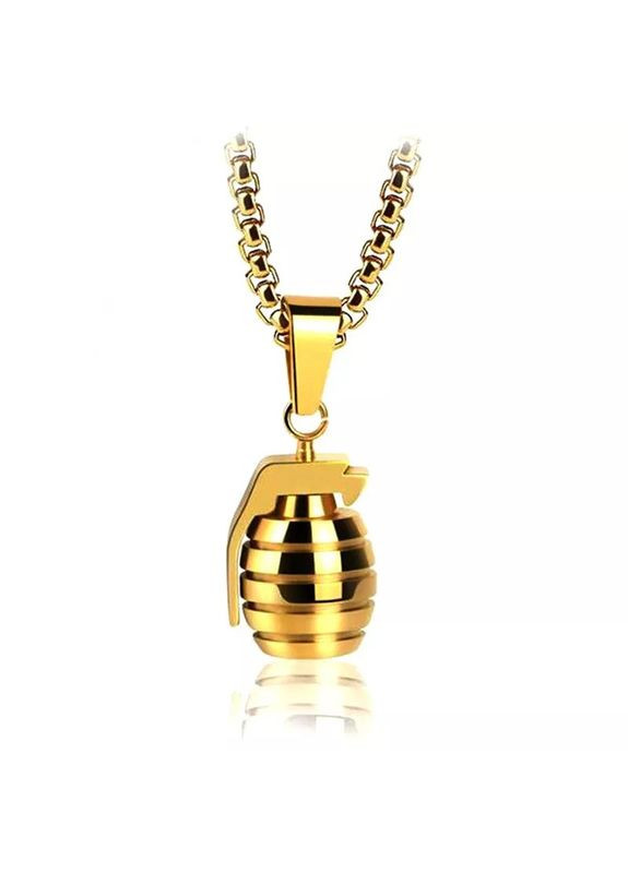 Мужской кулон подвеска на цепочке золотистая Граната Ф1 кулончик на цепке для военных Liresmina Jewelry (293241512)