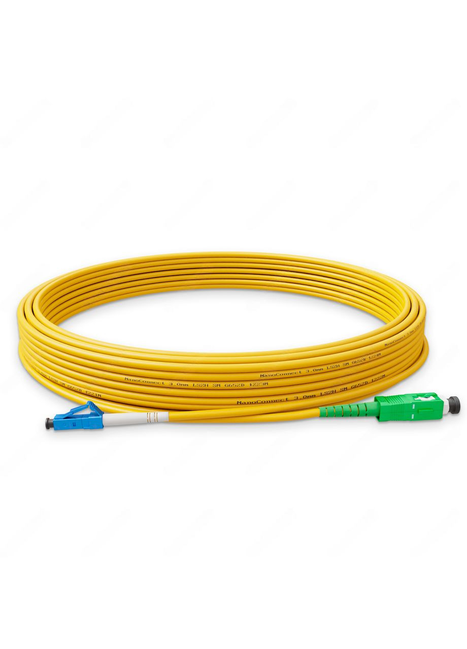 Патч-корд оптичний SC/APC-LC/UPC Жовтий LSZH, Singlemode G.652.D (SM), Simplex, 3мм - 10 м NanoConnect (299337716)