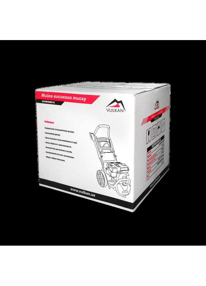 Мойка в/т SCPW3000-II, 200bar 498л/ч, бенз. двигатель, колеса Vulkan (342968001)