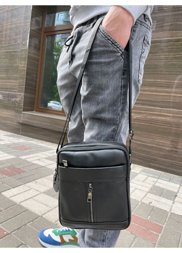 Мужская кожаная барсетка для документов маленькая Qvant 1201 - Черная Tiding Барсетка (366889749)