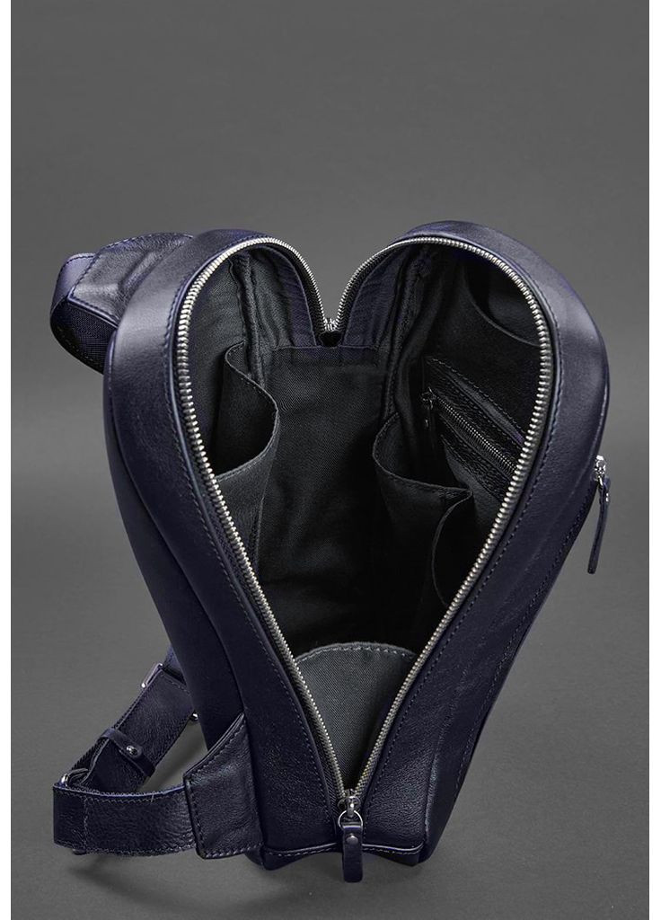 Темно-синий кожаный мужской рюкзак на одно плечо Chest Bag BlankNote (348359092)