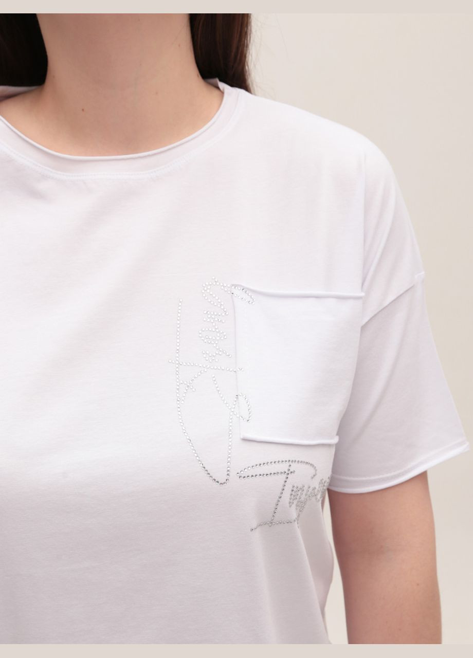 Футболка женская белая свободна JEANSclub Вільна - (322999579)