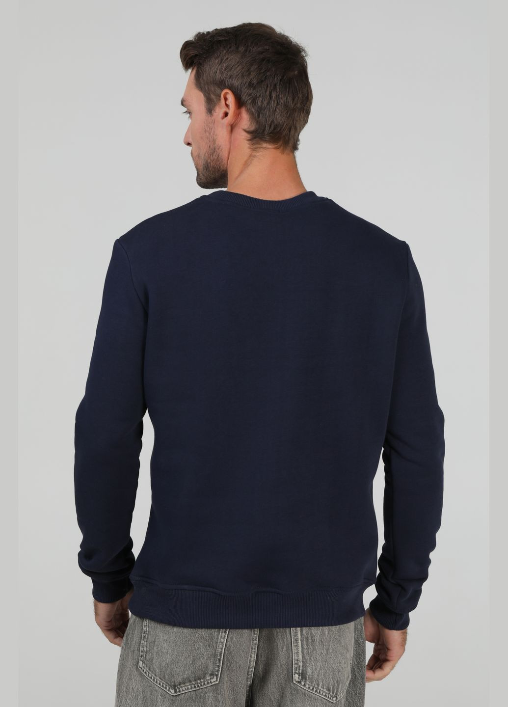 Темно-синий свитшот мужской утепленный темно-синий u0301 RAY однотонный без декора (305776949)