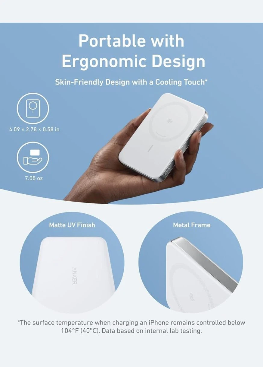 Зовнішній акумулятор (павербанк) Ultra-Slim 10000mA Qi2 15W White Anker (303402253)