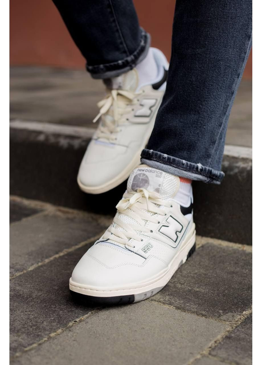 КРОССОВКИ ЖЕНСКИЕ NEW BALANCE 550 CREAM BLACK V2 НЬЮ БЕЛАНС 550 No Brand чёрные демисезоны (367170026)