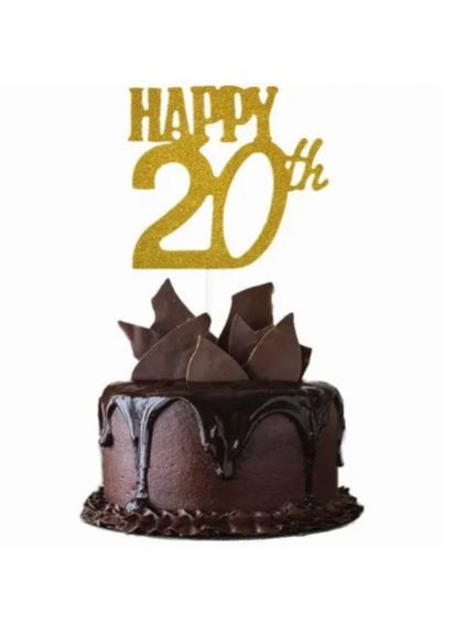 Топпер в торт цифра 20 с блестками 15 на 14 см золотистый Jannet топпер (334691588)
