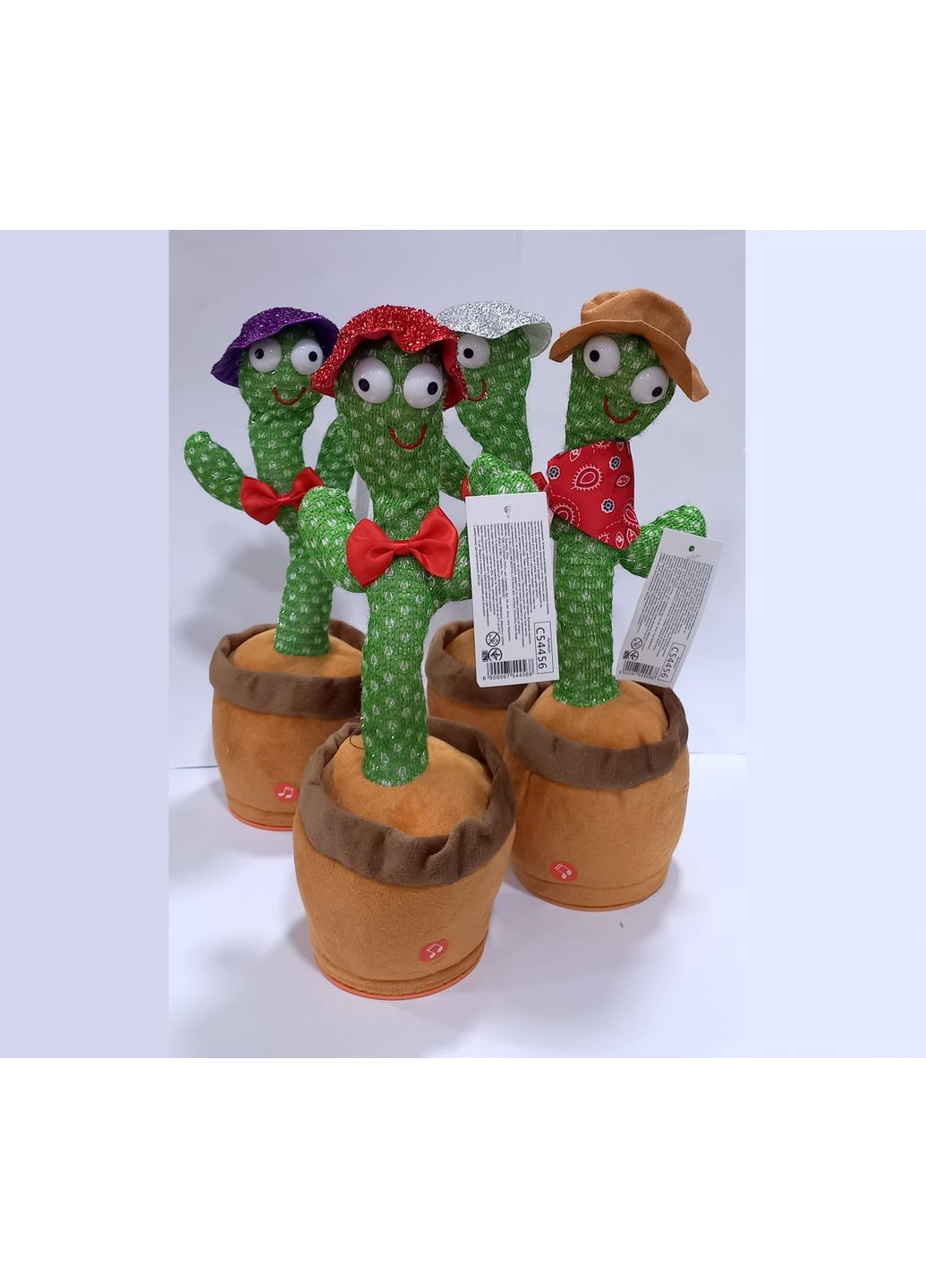 М'яка інтерактивна іграшка-повторюшка "Кактус в капелюсі" C 54456 (6900067544568) Червоний No Brand (306903742)