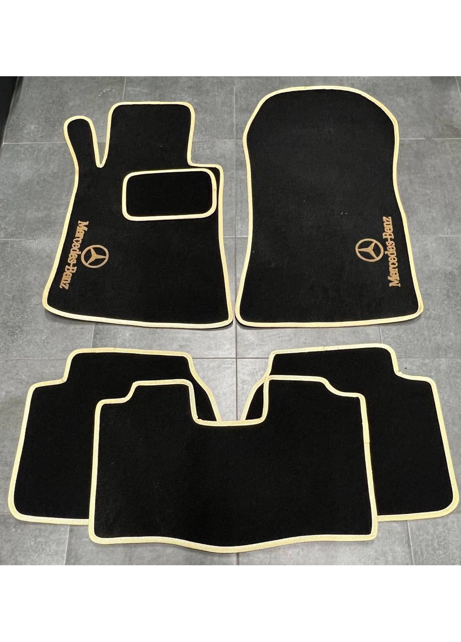 Ворсові килимки в салон для Mercedes/Мерседес W210 (1995-2002) білий кант Beltex E-Class (362047507)