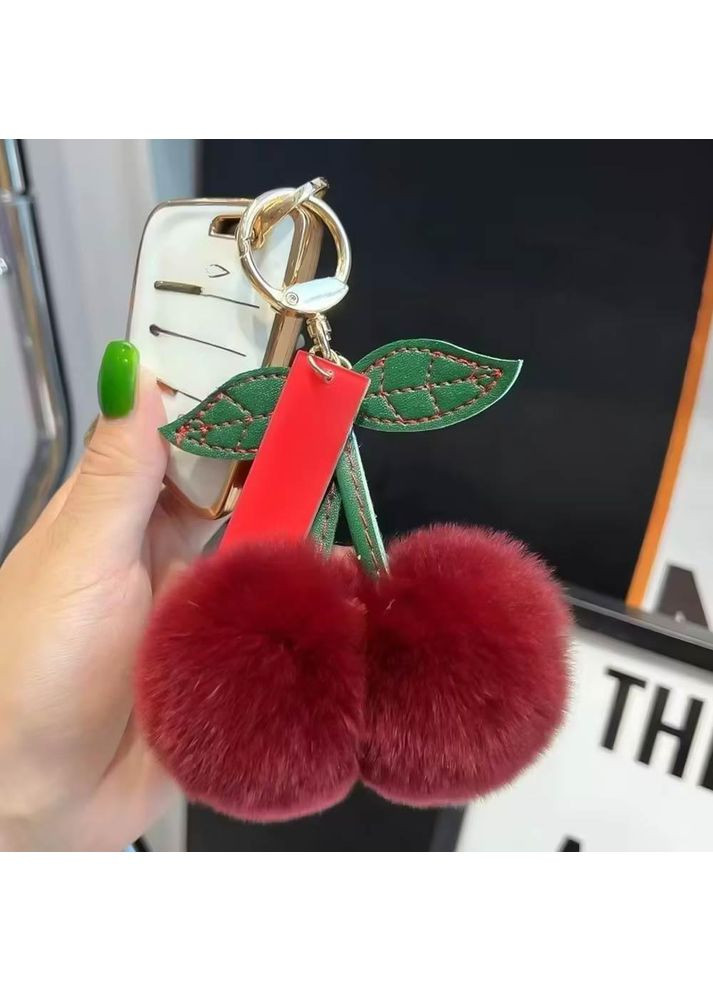 Брелок для ключів, помпон-підвіска на сумку пухнасті вишні (TA0155_3) No Brand (371772670)