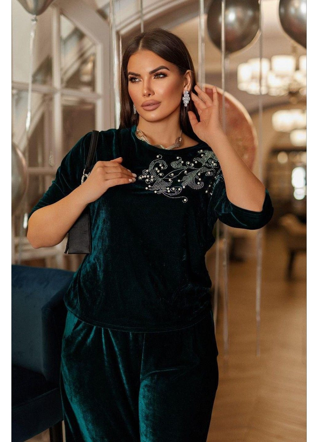 Костюм "з візерунком на одну сторону" ВДЖВ-995, Пляшковий, 56-58 No Brand (355469491)